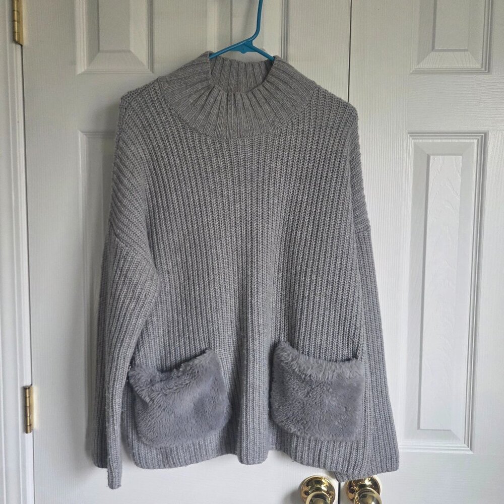 Christian Siriano NY grey mock neck sweater
